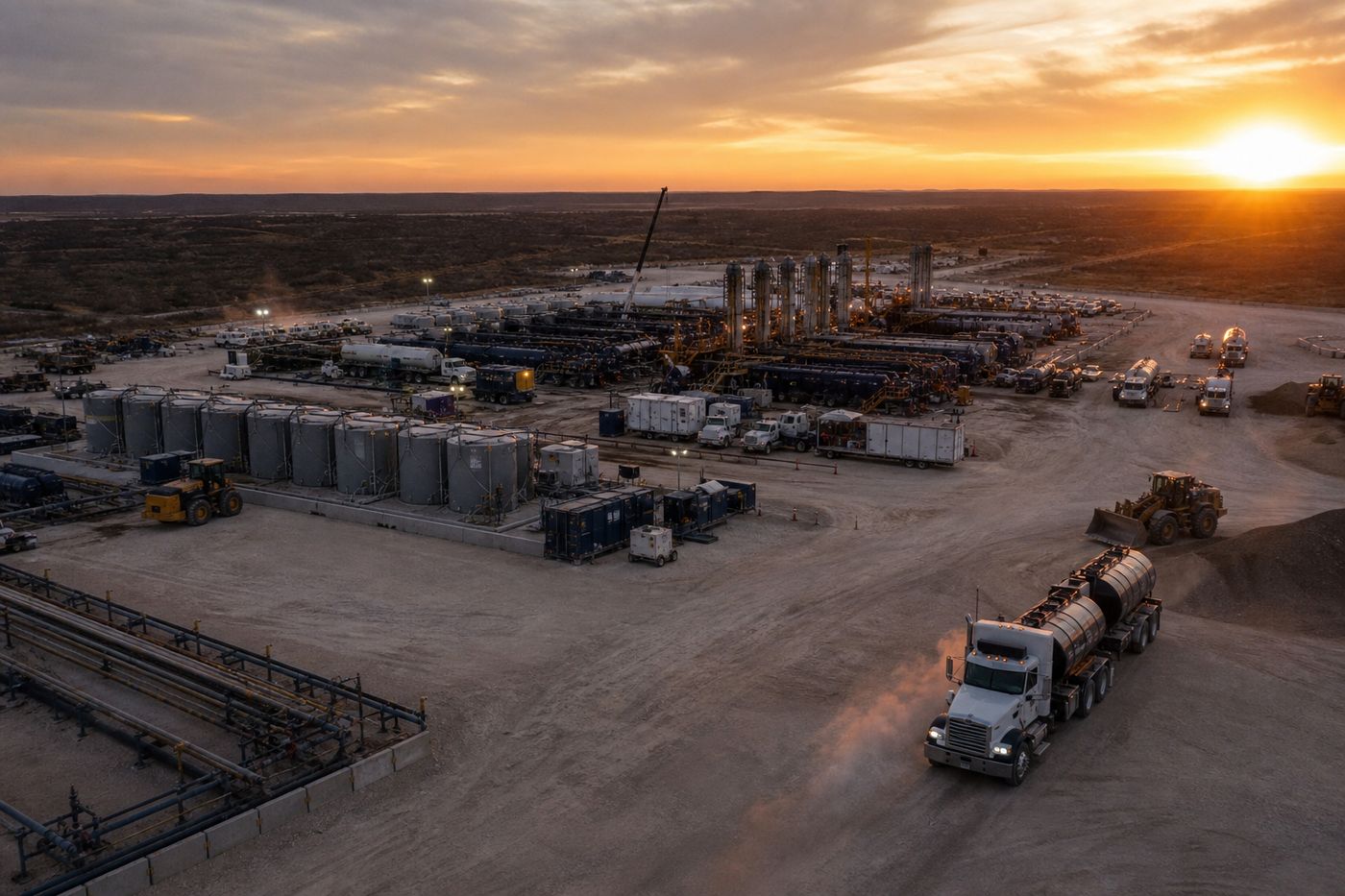 Oilfield site in the Texas Permian basin